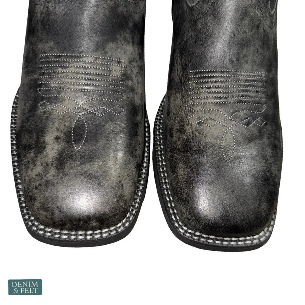 NEW Cody James Ace Nixon Western Boots Black Square‎ Toe Leather Cowboy Rugged